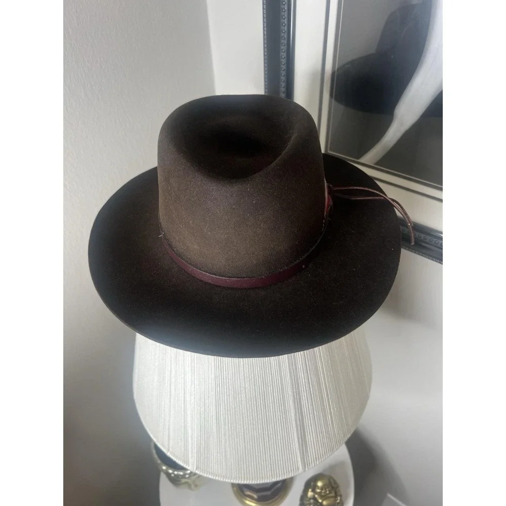 Flechet Western Cowboy Hat Brown Longhorn Genuine Fur Felt